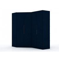 Manhattan Comfort 117GMC4 Mulberry 3.0 Sectional Modern Corner Wardrobe Closet with 2 Drawers - Set of 2 in Tatiana Midnight Blue